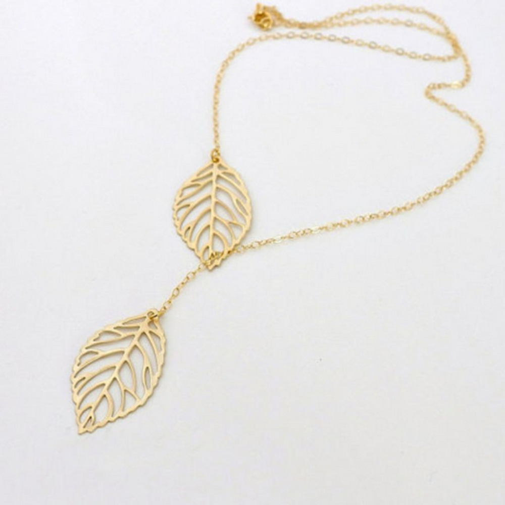 🍒 REI Adjustable Double Leaf Necklace - Picture 3 of 6
